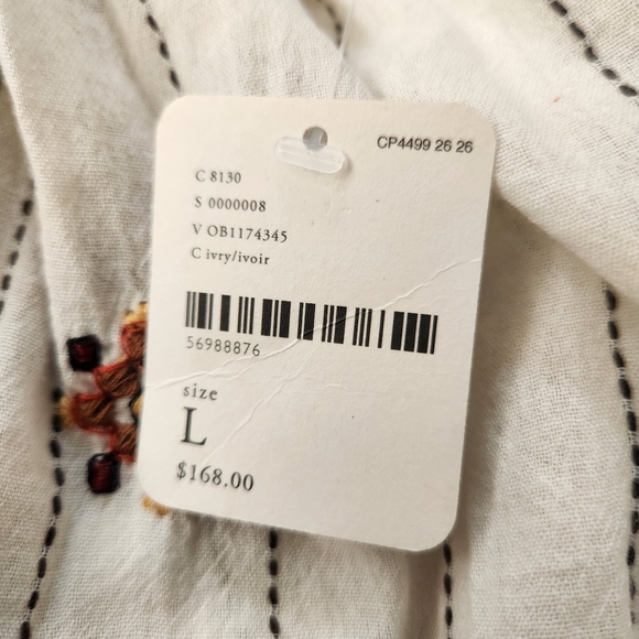 Free People Grasslands Embroidered Harem Pant Set Ivory Women's Size Large - Picture 10 of 14